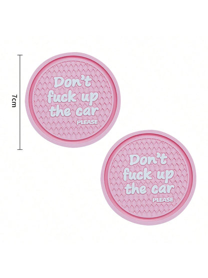 2pcs Letter Pattern Coaster In Pink