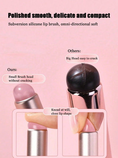 2pcs Mini Silicone Lip Brushes With Lid- Lipstick Brush, Concealer Brush, Lip Mask Applicator, Lip Gloss Brush- Convenient Travel Makeup Brushes,Giveaways