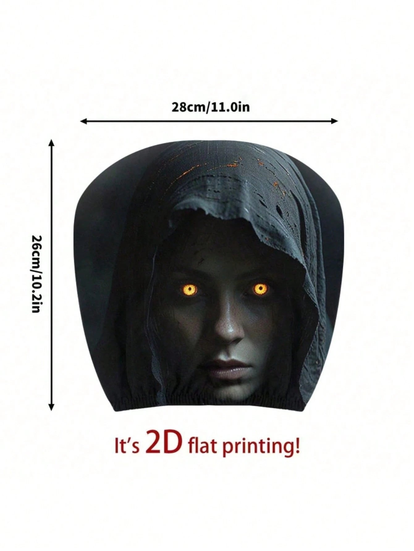 2pcs Modern Style Hooded Bright-Eyed Mysterious Portrait Pattern Car Headrest Covers/Car Seat Covers, Showcasing Individual Charm- Elastic Design For Easy Installation- Suitable For All Car Models,(