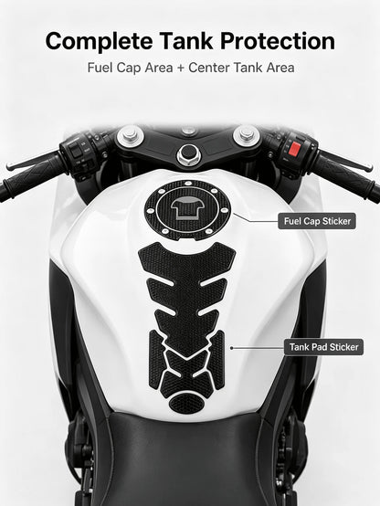 2pcs Motorcycle Fuel Tank Protection Set: 3D Textured Soft PVC Fuel Tank Pad + Round Fuel Tank Cap Protector, Waterproof Anti-Scratch Anti-Slip Fuel Tank Cover