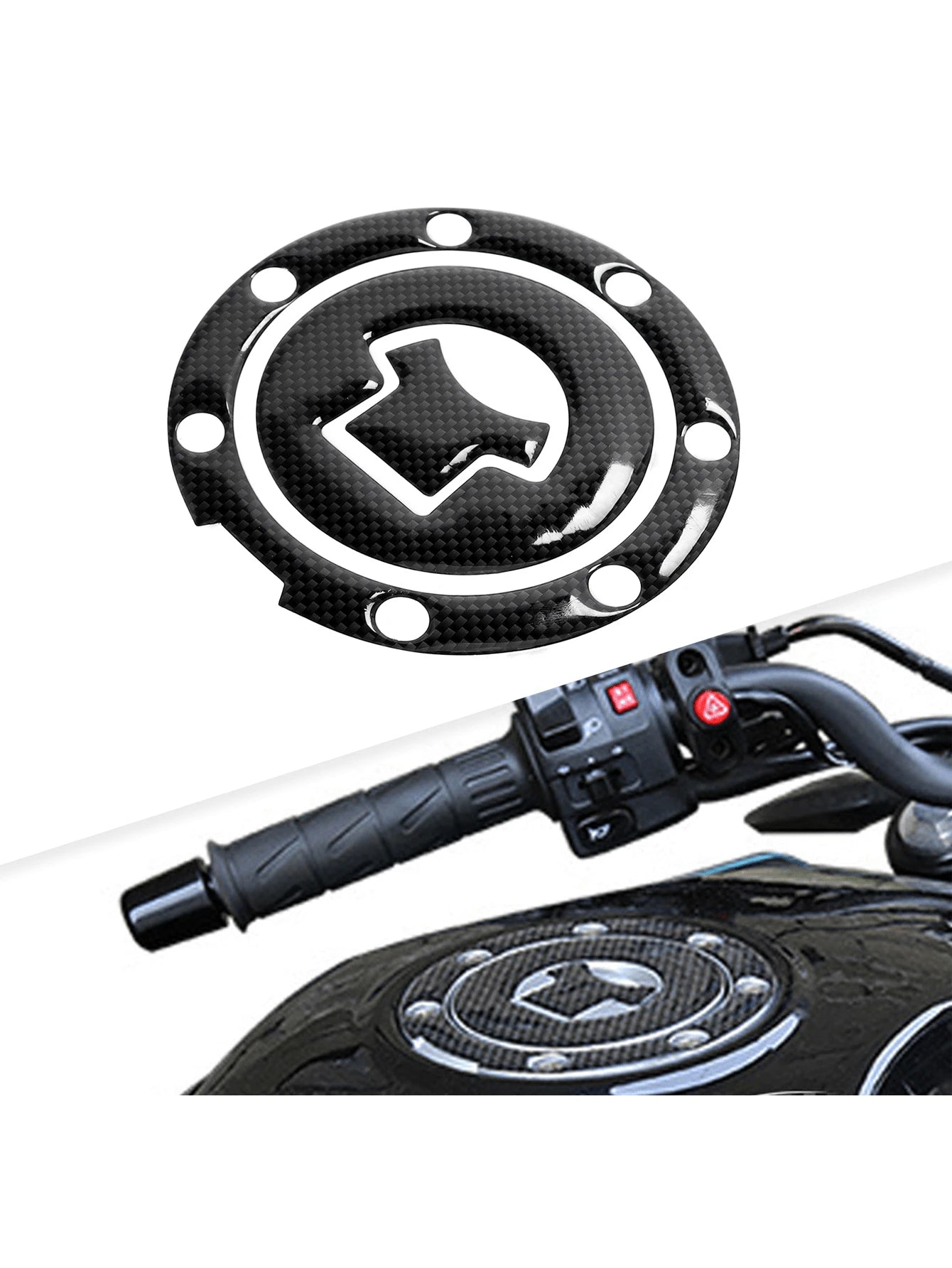 2pcs Motorcycle Fuel Tank Protection Set: 3D Textured Soft PVC Fuel Tank Pad + Round Fuel Tank Cap Protector, Waterproof Anti-Scratch Anti-Slip Fuel Tank Cover