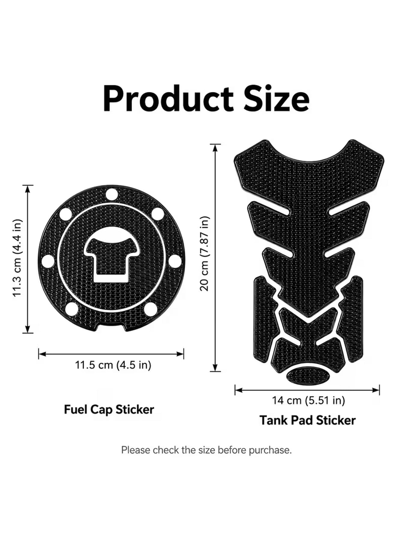 2pcs Motorcycle Fuel Tank Protection Set: 3D Textured Soft PVC Fuel Tank Pad + Round Fuel Tank Cap Protector, Waterproof Anti-Scratch Anti-Slip Fuel Tank Cover