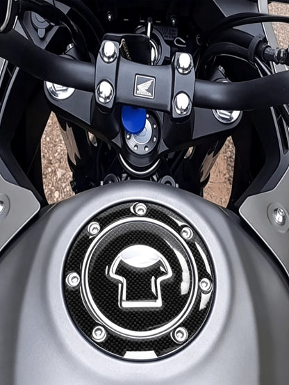 2pcs Motorcycle Fuel Tank Protection Set: 3D Textured Soft PVC Fuel Tank Pad + Round Fuel Tank Cap Protector, Waterproof Anti-Scratch Anti-Slip Fuel Tank Cover
