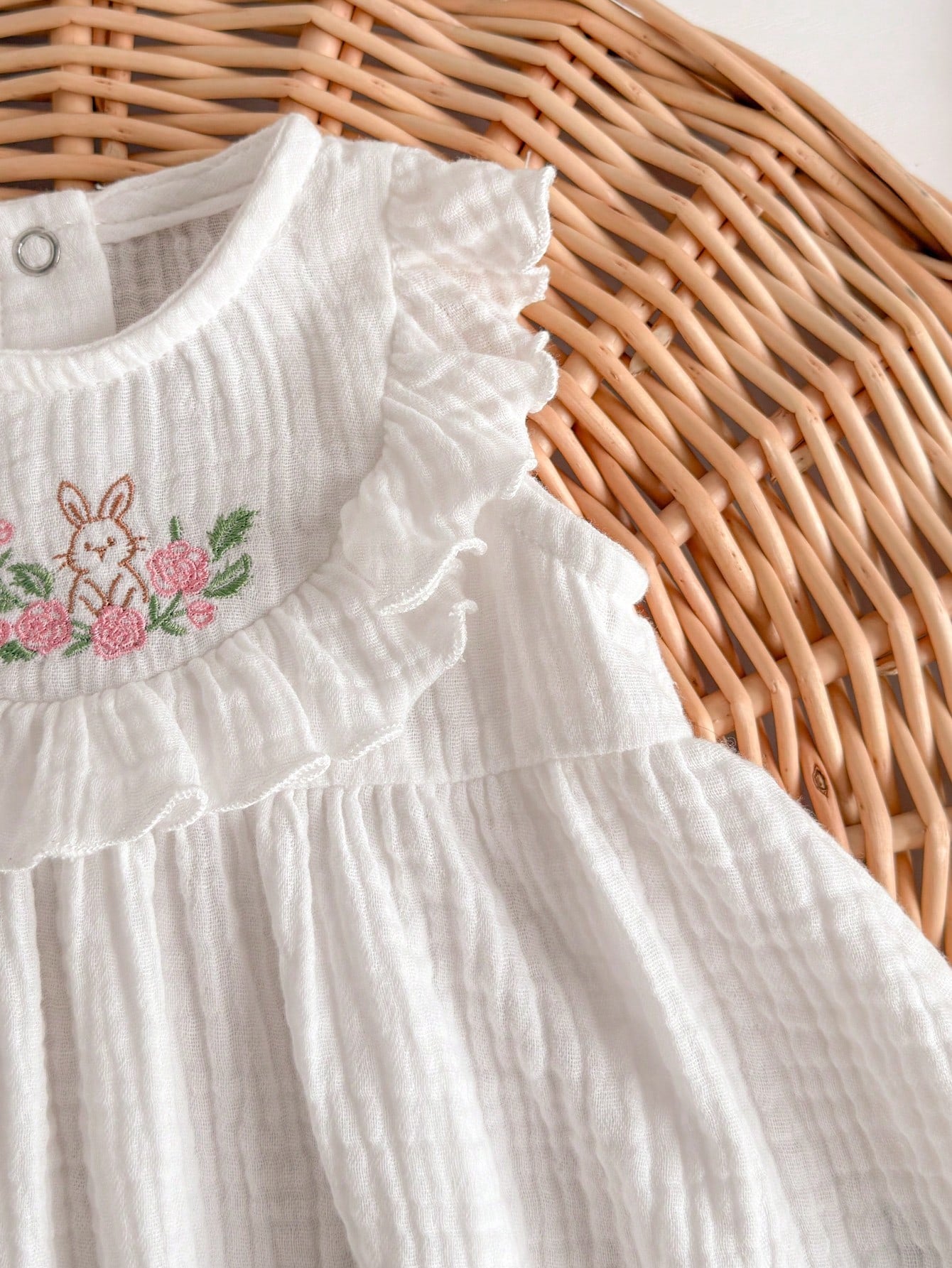 2pcs Newborn Baby Girl Floral Pattern Ruffled Dress & Hat Set, Cute Summer Outfit