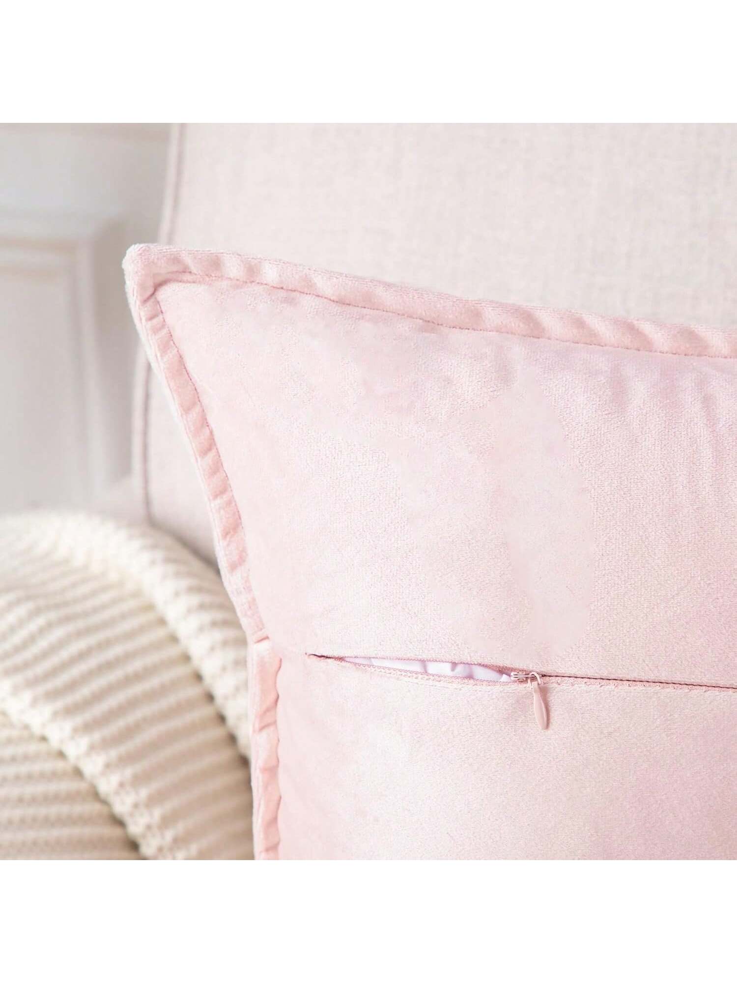 2pcs Nordic Style Solid Color Fleece Ruffle Pillow Covers (Pillow Insert Not Included), Square Decorative Cushion Covers, Soft & Comfortable Linen-Like Fabric, Modern Decor For Sofa, Home, Bedroom, Do
