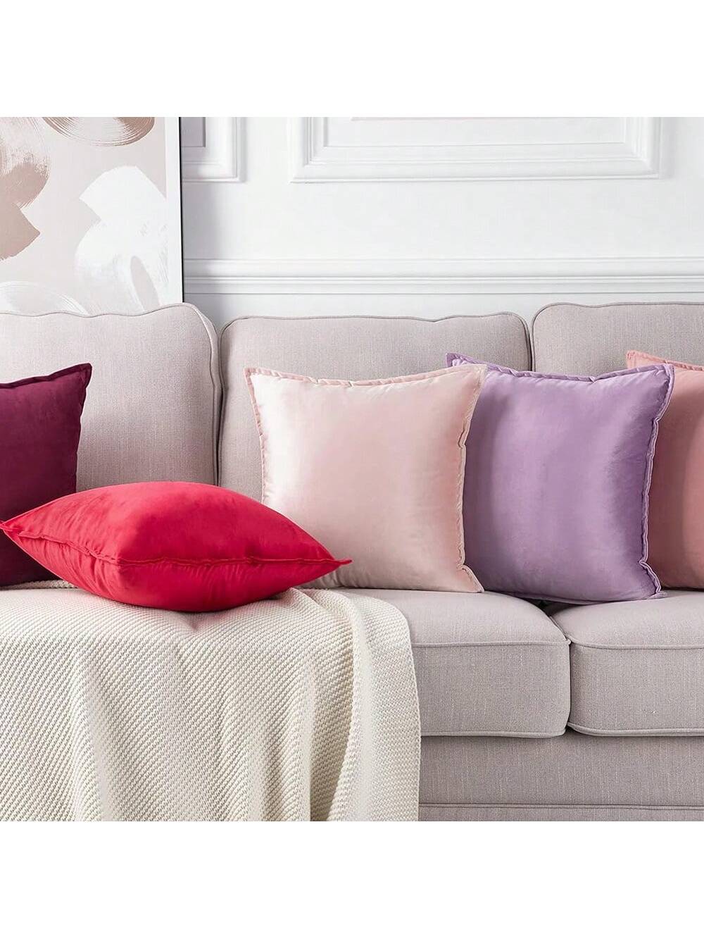 2pcs Nordic Style Solid Color Fleece Ruffle Pillow Covers (Pillow Insert Not Included), Square Decorative Cushion Covers, Soft & Comfortable Linen-Like Fabric, Modern Decor For Sofa, Home, Bedroom, Do