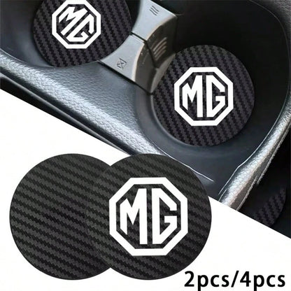 2PCS Or 4PCS Style Carbon Fiber Car Cup Coasters Anti-Slip Vehicle Cup Holder Inserts For Car Interior Accessories For MG, ZS, HS, MG4 Car Accessories