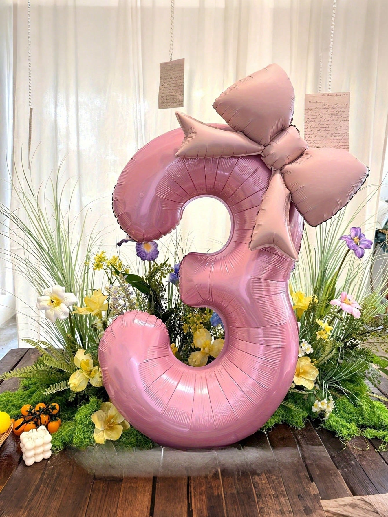 2pcs Pink Foil Balloons Children's Birthday Party Decorations Large Balloons Matte Bow Decorations For Birthday Party And Background Wall Decorative