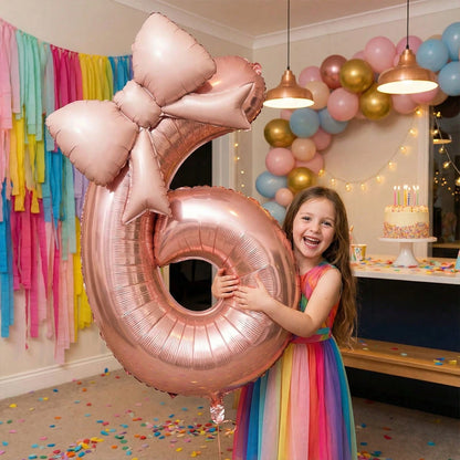 2pcs Pink Foil Balloons Children's Birthday Party Decorations Large Balloons Matte Bow Decorations For Birthday Party And Background Wall Decorative