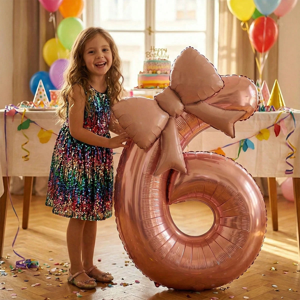 2pcs Pink Foil Balloons Children's Birthday Party Decorations Large Balloons Matte Bow Decorations For Birthday Party And Background Wall Decorative