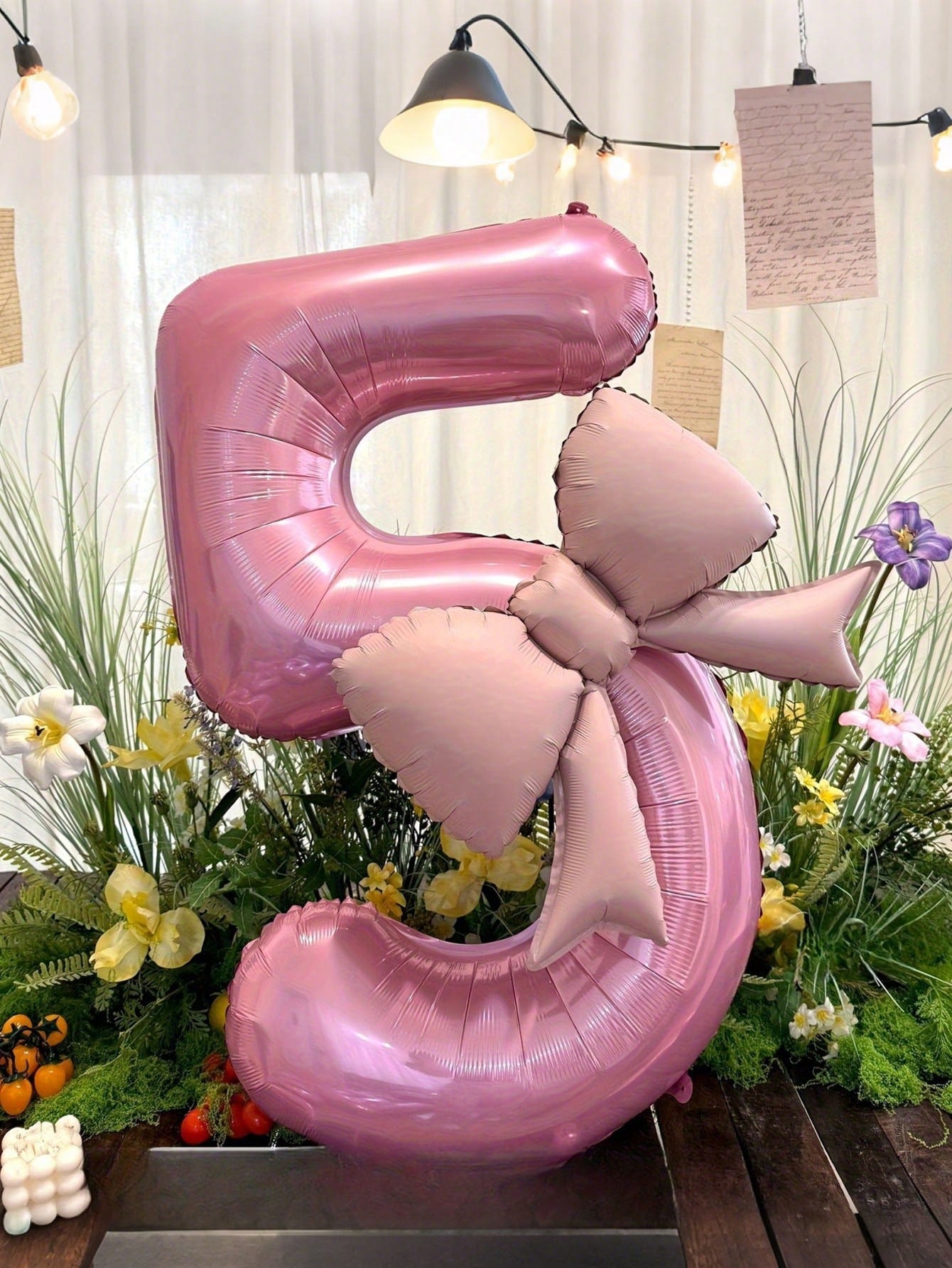 2pcs Pink Foil Balloons Children's Birthday Party Decorations Large Balloons Matte Bow Decorations For Birthday Party And Background Wall Decorative