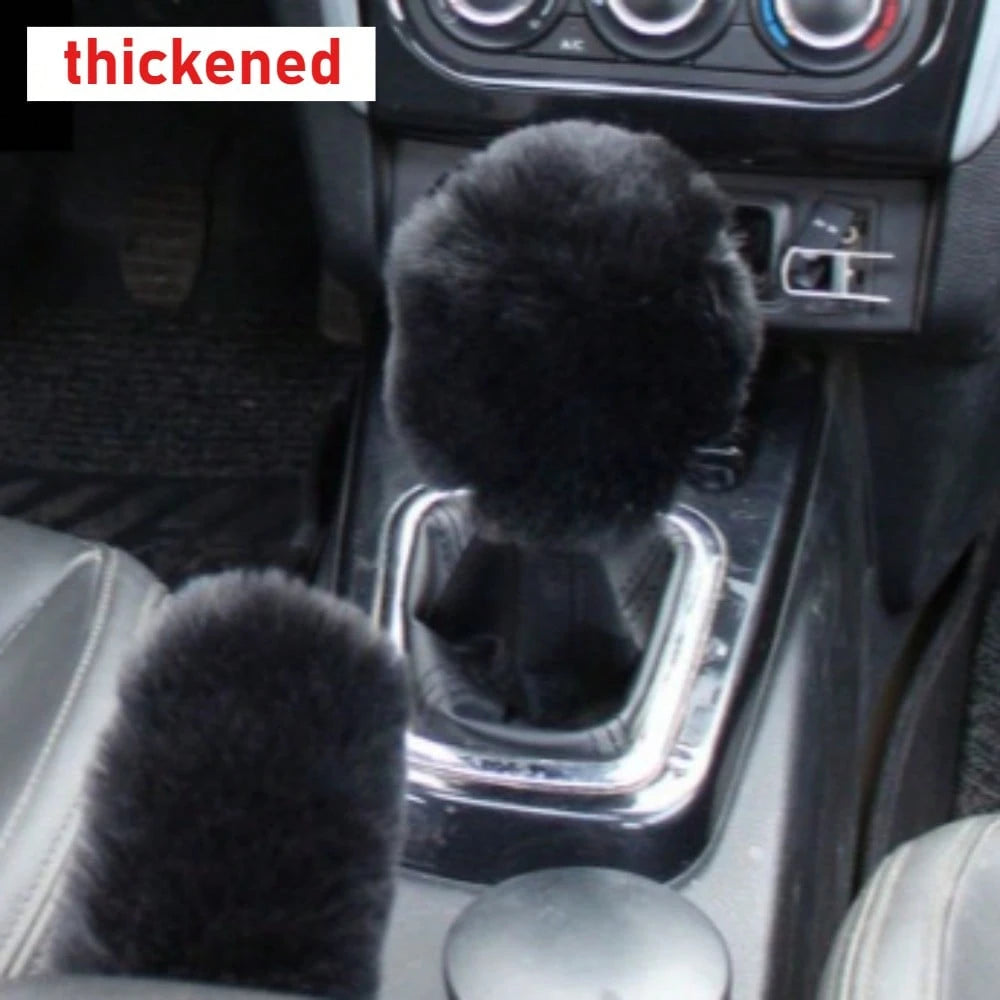 2pcs Plush Handbrake Cover And Gear Shift Knob Cover, Soft Faux Fur, Fit For Manual Transmission, Universal Car Accessories
