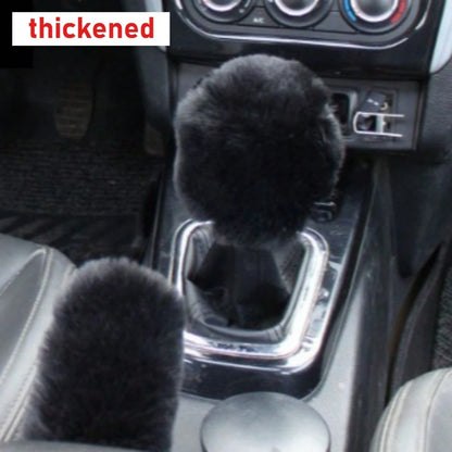 2pcs Plush Handbrake Cover And Gear Shift Knob Cover, Soft Faux Fur, Fit For Manual Transmission, Universal Car Accessories