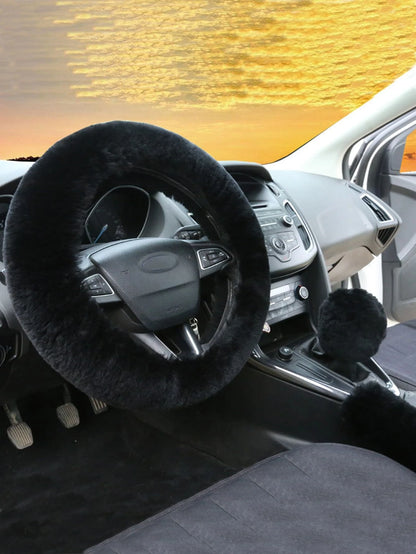 2pcs Plush Handbrake Cover And Gear Shift Knob Cover, Soft Faux Fur, Fit For Manual Transmission, Universal Car Accessories