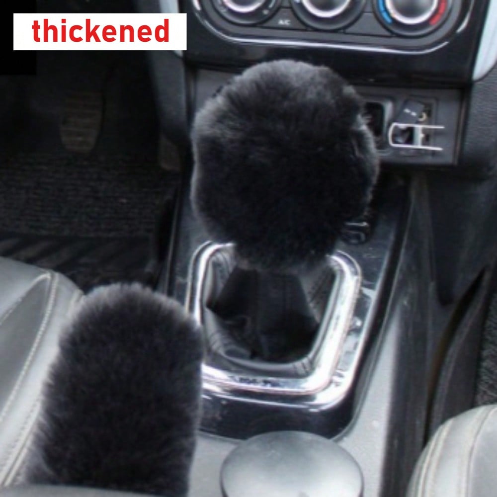 2pcs Plush Handbrake Cover And Gear Shift Knob Cover, Soft Faux Fur, Fit For Manual Transmission, Universal Car Accessories