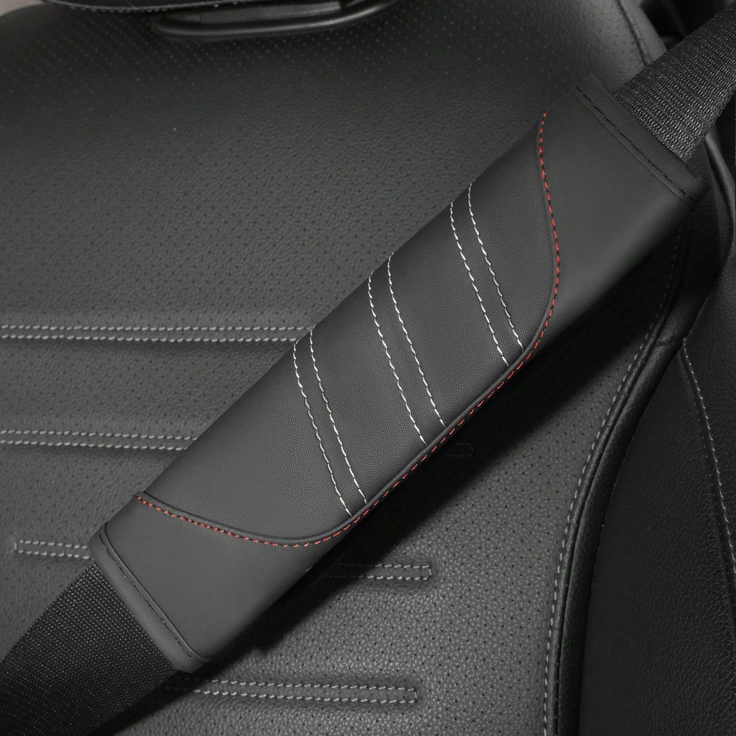 2Pcs PU Leather Safety Seat Belt, Shoulder Cover, Breathable Protection, Padding Pad, Interior Access, Car Accessories