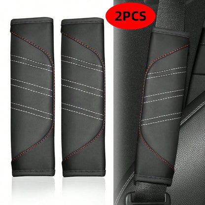 2Pcs PU Leather Safety Seat Belt, Shoulder Cover, Breathable Protection, Padding Pad, Interior Access, Car Accessories