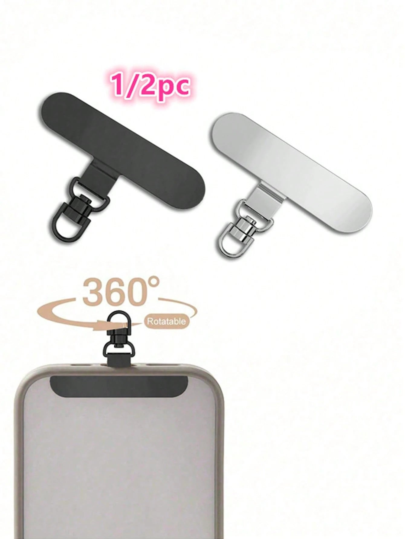 2pcs Rotatable Stainless Steel Phone Holder With Ultra-Thin Metal Pad And Safety Lanyard, Multi-Pack- 360° Rotatable Phone Stand Accessory