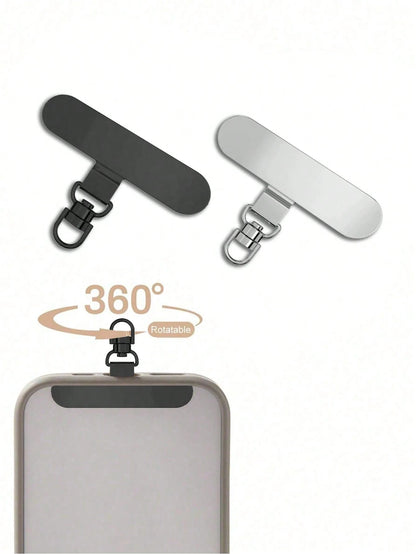 2pcs Rotatable Stainless Steel Phone Holder With Ultra-Thin Metal Pad And Safety Lanyard, Multi-Pack- 360° Rotatable Phone Stand Accessory