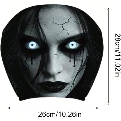 2PCS Scary Car Headrest Covers, Ghost Face Headrest Covers For Front Rear Seat, Humorous Head Rest Dust Protectors Fully-Surrounded, Elastic & Washable Cars Accessories For Auto Decor