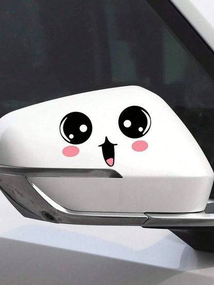 2pcs/Set Cartoon Big Eyes Car Mirror Sticker