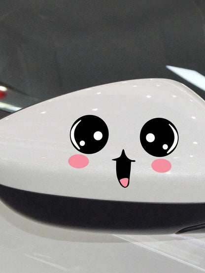 2pcs/Set Cartoon Big Eyes Car Mirror Sticker