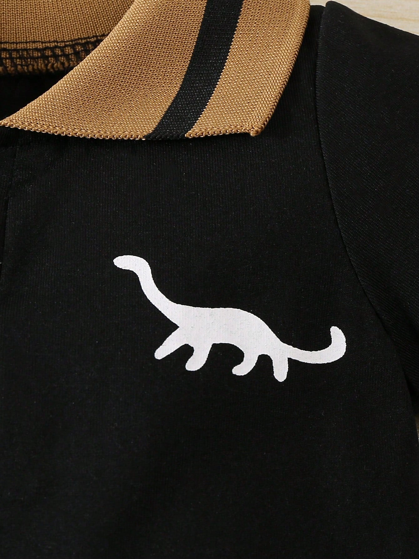 2pcs/Set Newborn Baby Boys' Dinosaur Print Polo Collar Short Sleeve Romper Outfit, Summer