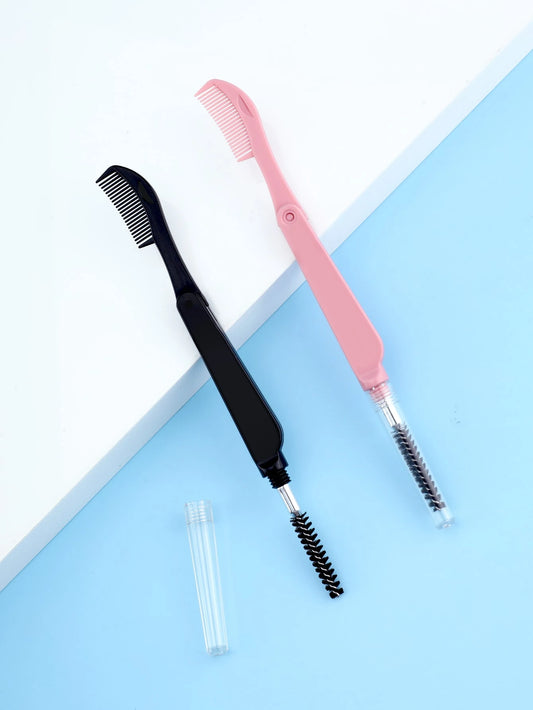 2pcs/Set Portable Foldable Eyelash Comb & Eyebrow Comb In Multicolors,Eyebrow Brush,Eyeshadow Brush,Spoolie,Spoolie Brush,Giveaways