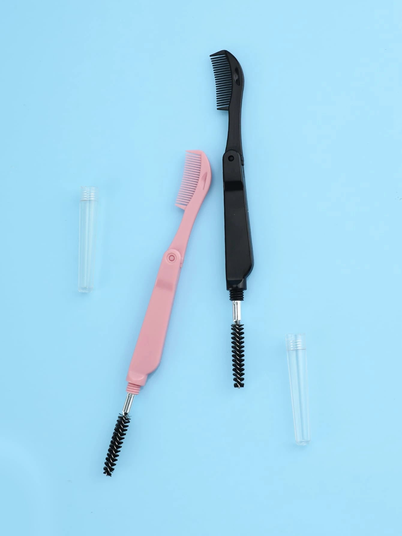 2pcs/Set Portable Foldable Eyelash Comb & Eyebrow Comb In Multicolors,Eyebrow Brush,Eyeshadow Brush,Spoolie,Spoolie Brush,Giveaways