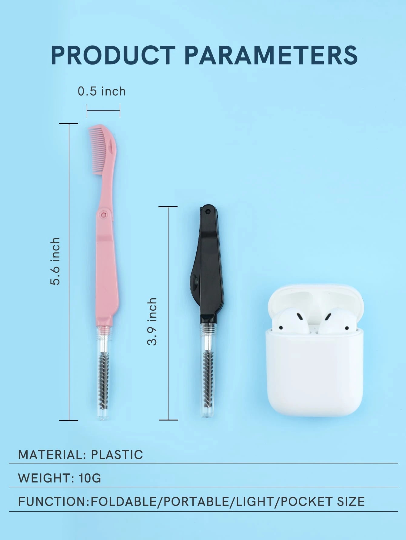 2pcs/Set Portable Foldable Eyelash Comb & Eyebrow Comb In Multicolors,Eyebrow Brush,Eyeshadow Brush,Spoolie,Spoolie Brush,Giveaways