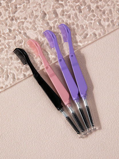 2pcs/Set Portable Foldable Eyelash Comb & Eyebrow Comb In Multicolors,Eyebrow Brush,Eyeshadow Brush,Spoolie,Spoolie Brush,Giveaways