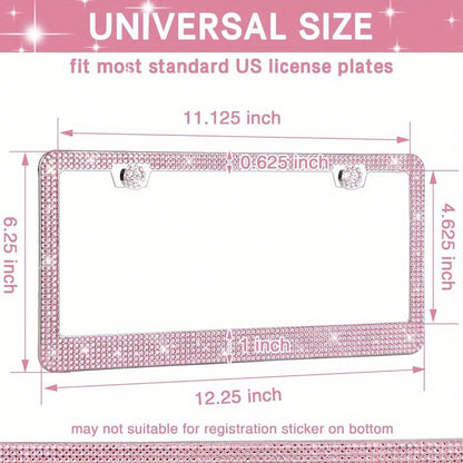2PCS Stainless Steel License Plate Frame With Glitter Rhinestones, US Standard Size Fits All Cars/Trucks/SUVs, Women's Fashion Car Accessories, Rustproof & Easy Install, Premium Auto Decor, Birthday G