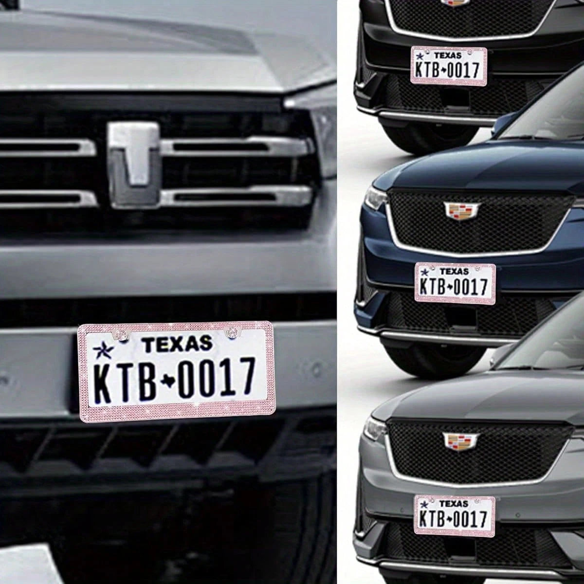 2PCS Stainless Steel License Plate Frame With Glitter Rhinestones, US Standard Size Fits All Cars/Trucks/SUVs, Women's Fashion Car Accessories, Rustproof & Easy Install, Premium Auto Decor, Birthday G
