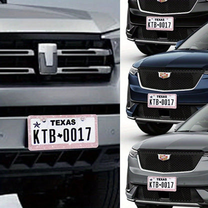 2PCS Stainless Steel License Plate Frame With Glitter Rhinestones, US Standard Size Fits All Cars/Trucks/SUVs, Women's Fashion Car Accessories, Rustproof & Easy Install, Premium Auto Decor, Birthday G