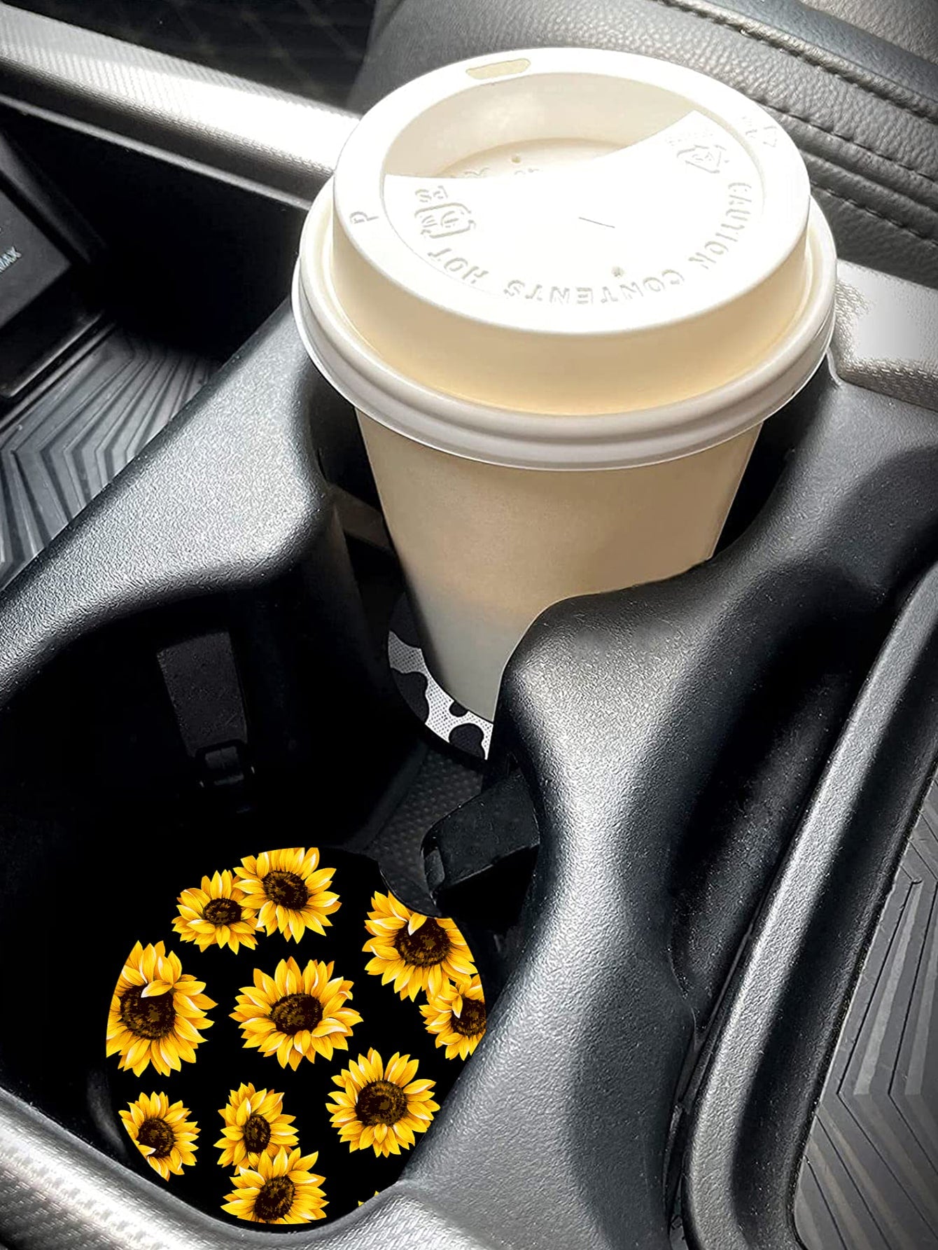 2pcs Sunflower Print Car Coaster