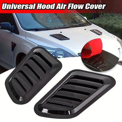 2pcs Universal New Car Windshield Fake Ventilation Cover Car Hood Decoration Sticker Car Exterior Decoration Ventilation Vent Modification Sticker, Self Adhesive No Drill Sport Mod Accessories Fit Sed