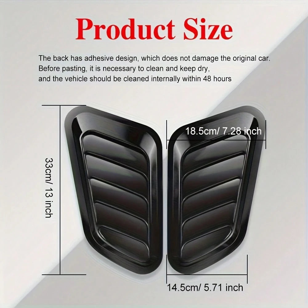 2pcs Universal New Car Windshield Fake Ventilation Cover Car Hood Decoration Sticker Car Exterior Decoration Ventilation Vent Modification Sticker, Self Adhesive No Drill Sport Mod Accessories Fit Sed