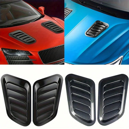 2pcs Universal New Car Windshield Fake Ventilation Cover Car Hood Decoration Sticker Car Exterior Decoration Ventilation Vent Modification Sticker, Self Adhesive No Drill Sport Mod Accessories Fit Sed