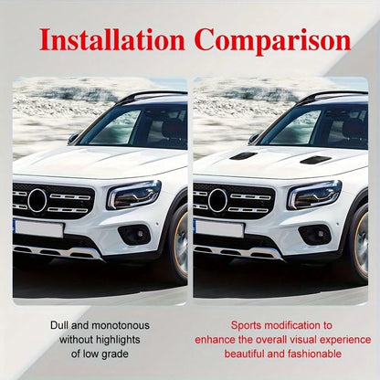 2pcs Universal New Car Windshield Fake Ventilation Cover Car Hood Decoration Sticker Car Exterior Decoration Ventilation Vent Modification Sticker, Self Adhesive No Drill Sport Mod Accessories Fit Sed