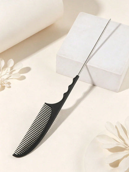 3/2/1pc Metal Rat Tail Comb Set, Anti-Static Carbon Fiber Hair Parting Comb, Wavy Non-Slip Handle, Precise Hair Styling Comb, Suitable For Hair Parting, Braiding, High Ponytail, Salon Hairdresser And