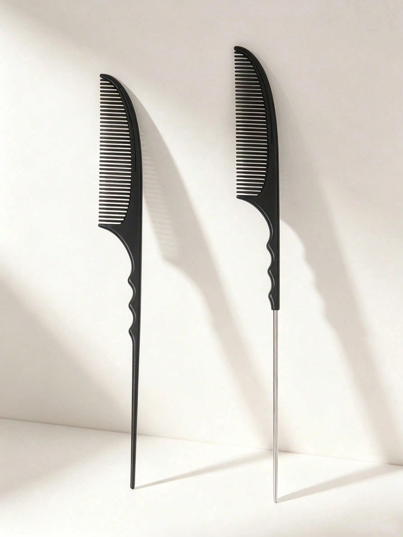 3/2/1pc Metal Rat Tail Comb Set, Anti-Static Carbon Fiber Hair Parting Comb, Wavy Non-Slip Handle, Precise Hair Styling Comb, Suitable For Hair Parting, Braiding, High Ponytail, Salon Hairdresser And