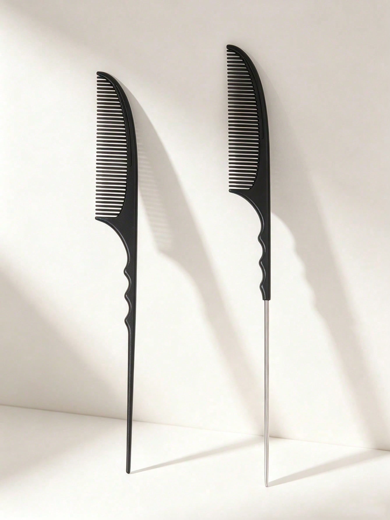 3/2/1pc Metal Rat Tail Comb Set, Anti-Static Carbon Fiber Hair Parting Comb, Wavy Non-Slip Handle, Precise Hair Styling Comb, Suitable For Hair Parting, Braiding, High Ponytail, Salon Hairdresser And