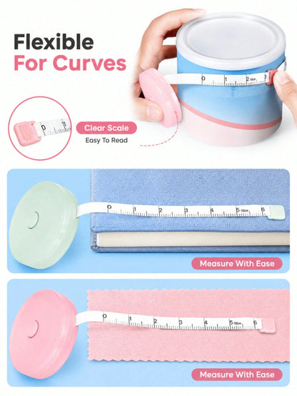 3/2/1pc Retractable Tape Measure, Used For Measuring Body Size, Sewing Soft Tape, Suitable For Cutting Fabric, Craft Weight Loss Measurement, 60 Inches (1.5 Meters) Double-Sided Ruler