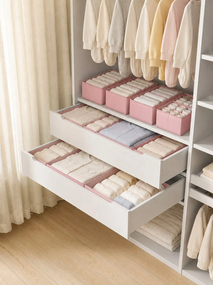 3/6/9pcs Foldable Fabric Storage Boxes, Baby Clothes Organizer Divider Bins, Wardrobe Drawer Dividers, Suitable For Baby Room/Socks/Daily Storage