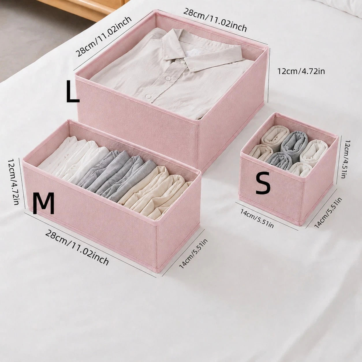 3/6/9pcs Foldable Fabric Storage Boxes, Baby Clothes Organizer Divider Bins, Wardrobe Drawer Dividers, Suitable For Baby Room/Socks/Daily Storage