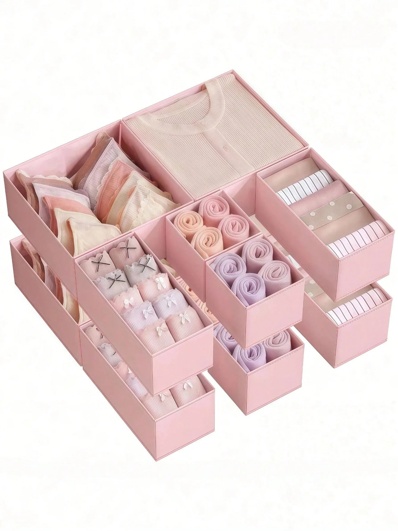 3/6/9pcs Foldable Fabric Storage Boxes, Baby Clothes Organizer Divider Bins, Wardrobe Drawer Dividers, Suitable For Baby Room/Socks/Daily Storage