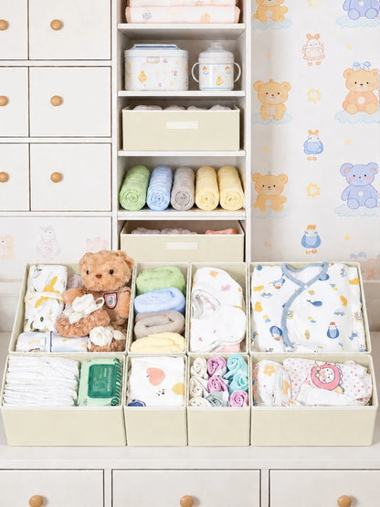 3/6/9pcs Foldable Fabric Storage Boxes, Baby Clothes Organizer Divider Bins, Wardrobe Drawer Dividers, Suitable For Baby Room/Socks/Daily Storage