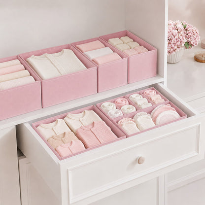 3/6/9pcs Foldable Fabric Storage Boxes, Baby Clothes Organizer Divider Bins, Wardrobe Drawer Dividers, Suitable For Baby Room/Socks/Daily Storage