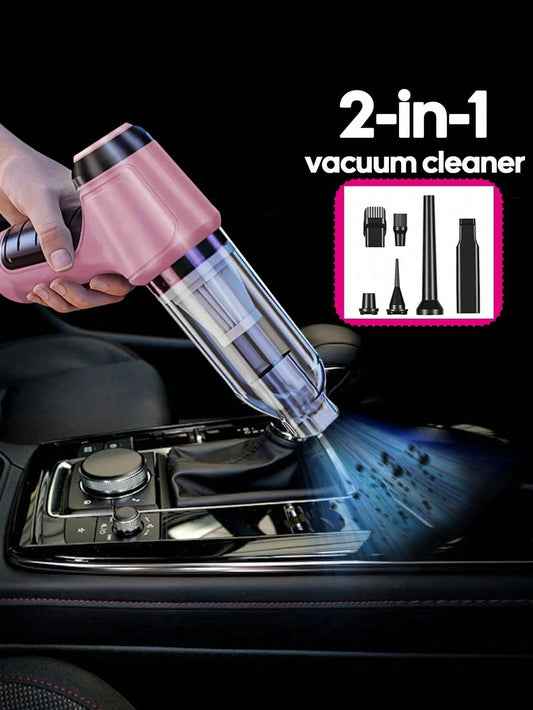 3-In-1 Car Vacuum Cleaner, Powerful Suction, Portable Compact Cordless Handheld Vacuum Cleaner, Suitable For Dry & Wet Cleaning, 2400mAh Battery, Car Accessories