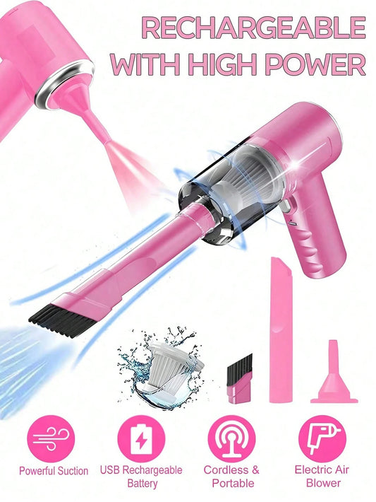 3-In-1 Handheld Vacuum Cleaner- 2000mAh Battery, Fast Charging, Powerful Wet/Dry Suction For Car, Home And Pet, USB-C Charging, Washable Filter, Low Noise Air Purifier And Multi-Function Nozzle Set